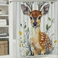 thumbnail image 6 of Autua Deer Tree Watercolor Shower Curtain Set Polyester Fabric Bathroom Curtain with Hooks 60"x72, 6 of 7