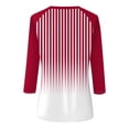 thumbnail image 5 of CLOISE Tops for Women Fall Cute Striped Tops Scoop Neck 3/4 Sleeve Shirts Tunic Colorblock Basic Blouses Elegant Clothes Red 2XL, 5 of 5