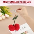 thumbnail image 3 of 2pcs Pom Pom Keychain, Fluffy Keychain Cute Fur Ball Key Chains Cherry Bag Charm Fake Rabbit Fur for Girls Backpacks Keys Women Purse Gift, Red, 3 of 6