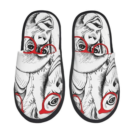 Balery Monkey Slient Indoor Furry Fleece Comfort House Shoes Soft Non-Slip Home Shoes Cotton slippers House Slippers-- Large