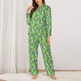 thumbnail image 2 of Daiia Cartoon Panda And Leaf 1 for Women's Long-Sleeved Pajama Set – Soft & Comfortable Sleepwear Button-Up Pajamas Cozy Lounge Wear-Small, 2 of 7
