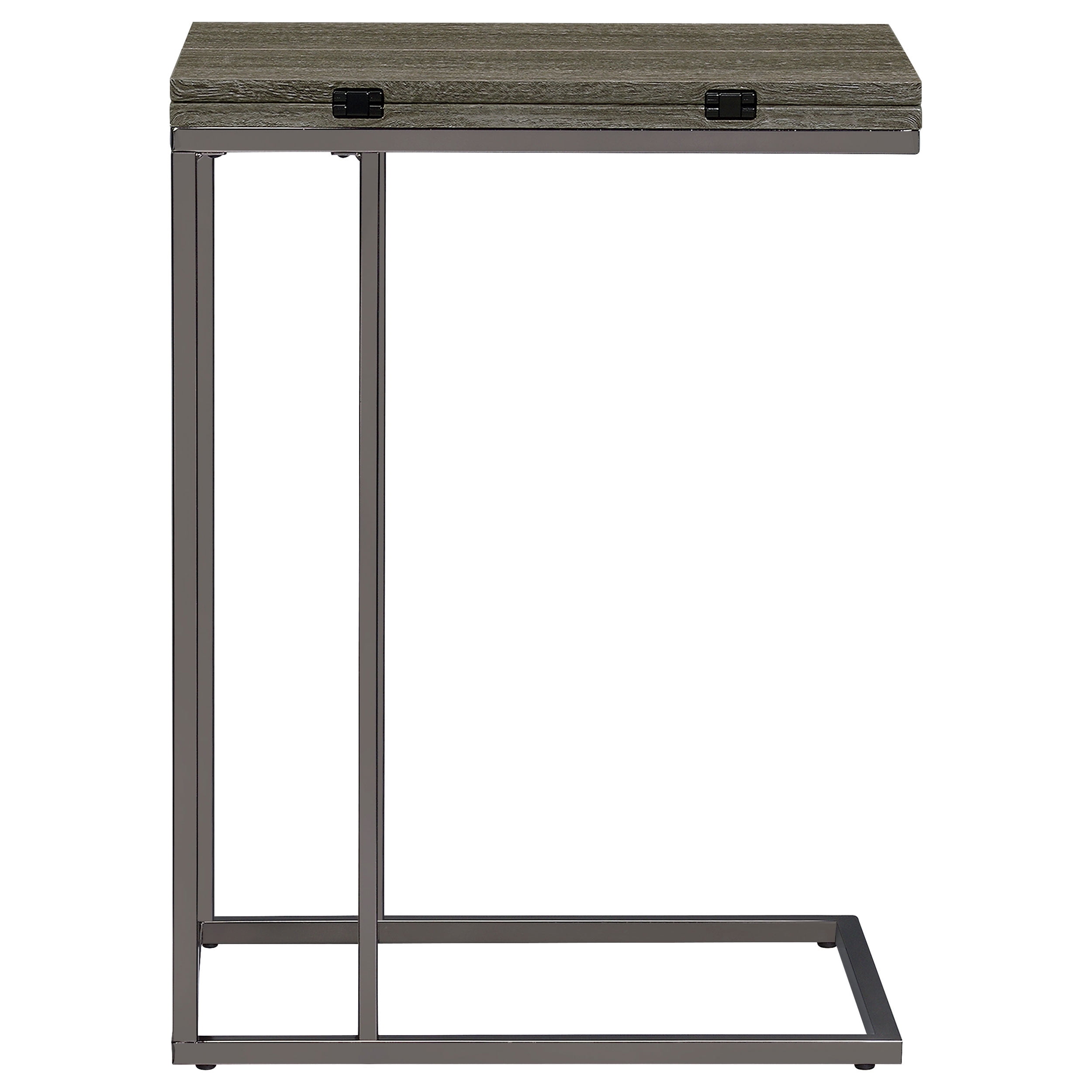 Weathered Grey and Black Snack Table with Expandable Top