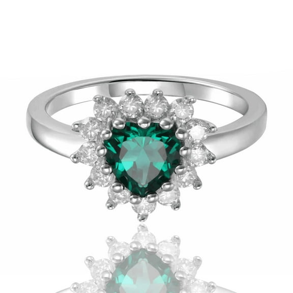 Emerald Halo Heart Ring