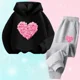 thumbnail image 5 of Conjunto de 2 piezas de sudadera con capucha y pantalones informales para niñas, trajes deportivos para adolescentes, conjuntos de estilo coreano para niños, conjuntos de ropa para bebés bonitos, 5 of 5