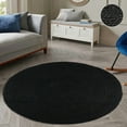 thumbnail image 2 of Round Natural Jute Rug, Rustic Boho Coastal Farmhouse Reversible Mat, Black Scalloped, 14 FT, 2 of 5