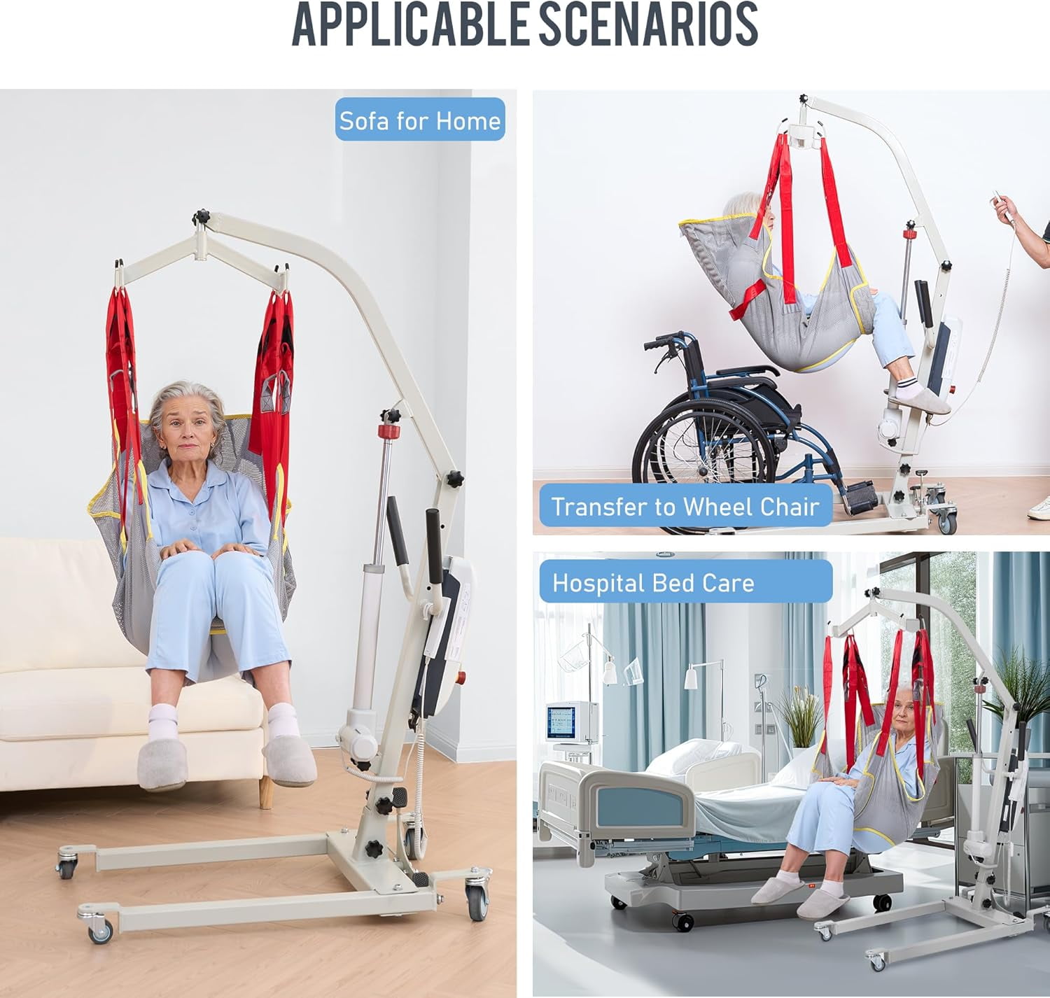 Electric Patient Lift w/Medical Body Transfer Lift with Sling, Assist for Elderly,Home & Hospital Use,510lb Weight Capacity,White