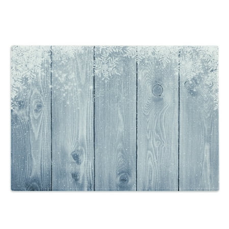 

Winter Cutting Board Frozen Wooden Texture Snowflakes Rustic Inspirations Grunge Retro Designed Print Decorative Tempered Glass Cutting and Serving Board Large Size Bluegrey White by Ambesonne