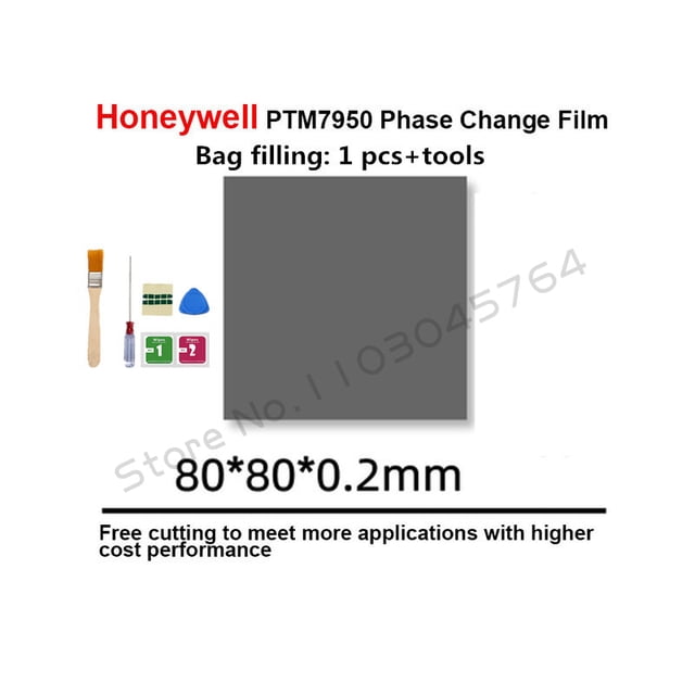 Honeywell PTM7950 Thermal Pad Phase-Change Material CPU GPU Notebook Computer Watercooler Heatsink Radiator Partner 8.5W/M-k 80X80X0.2mm 0.2mm