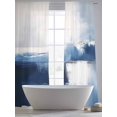 thumbnail image 5 of Abstract Paint Texture Sheer Curtains 96 Inches Long 2 Panels White Blue Gray Stitching Light Filtering Semi Sheer Window Curtains Drapes for Bedroom Living Room 52"x96", 5 of 7