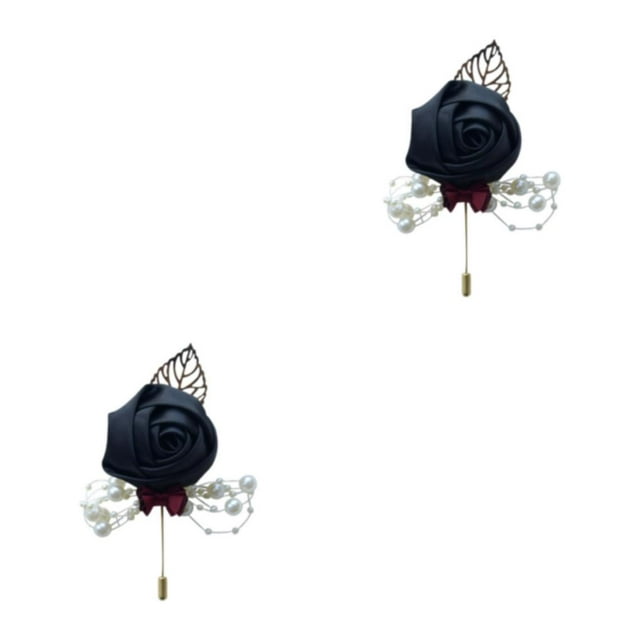 Transemion Cloth Beautiful Vintage Corsage Weddings And Romantic Events Wedding Brooch For Men And Woman black 2Set