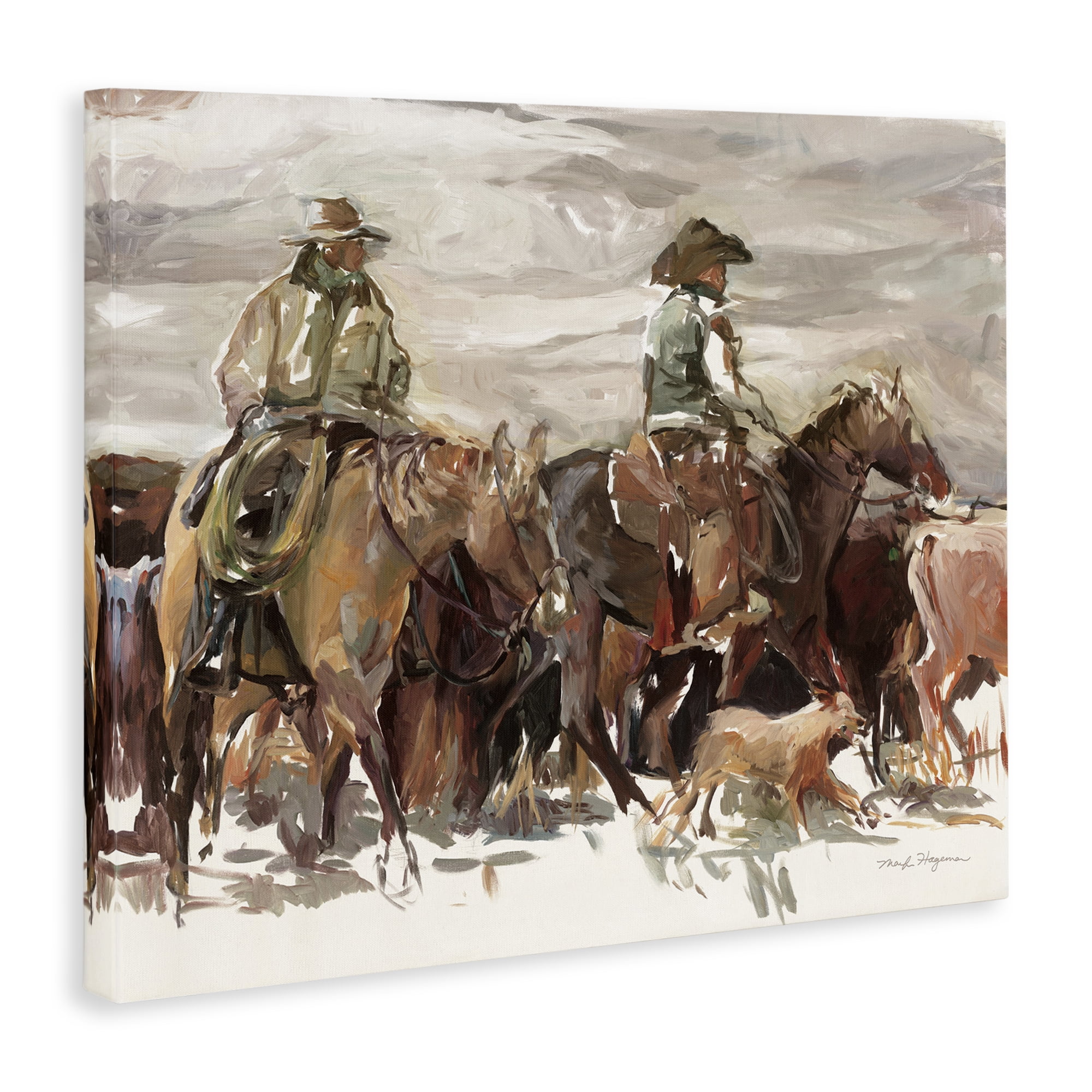 Stupell Industries Round Up Cowboys Animals & Insects Painting Gallery Wrapped Canvas Art Print Wall Art, 30 x 24