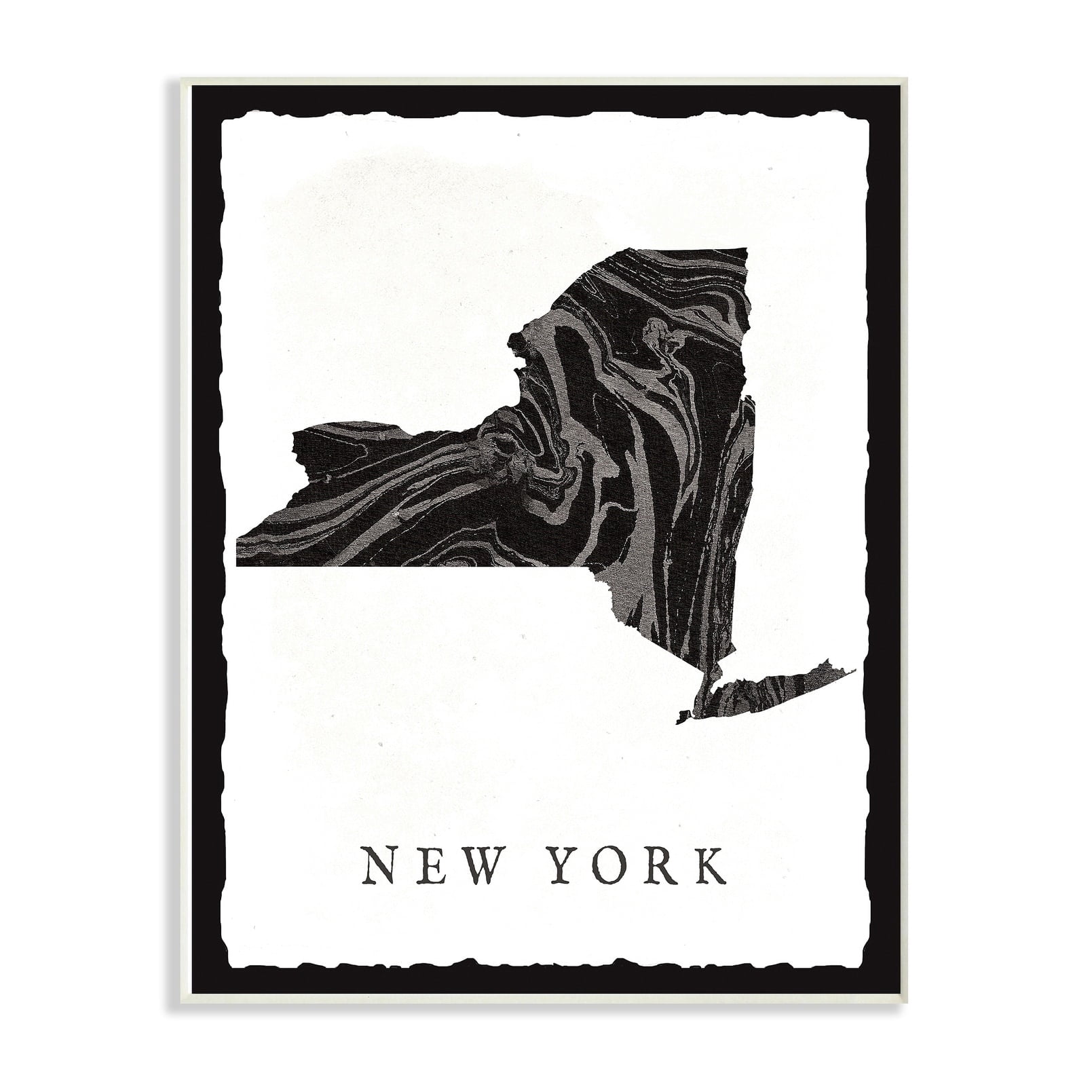 The Stupell Home Decor Collection Black and Grey Marbled Paper State Silhouette Wall Plaque Art, 10 x 0.5 x 15