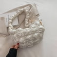 thumbnail image 2 of PU plisado mujer bandolera bolso acolchado hilo bordado bolso (blanco), 2 of 8