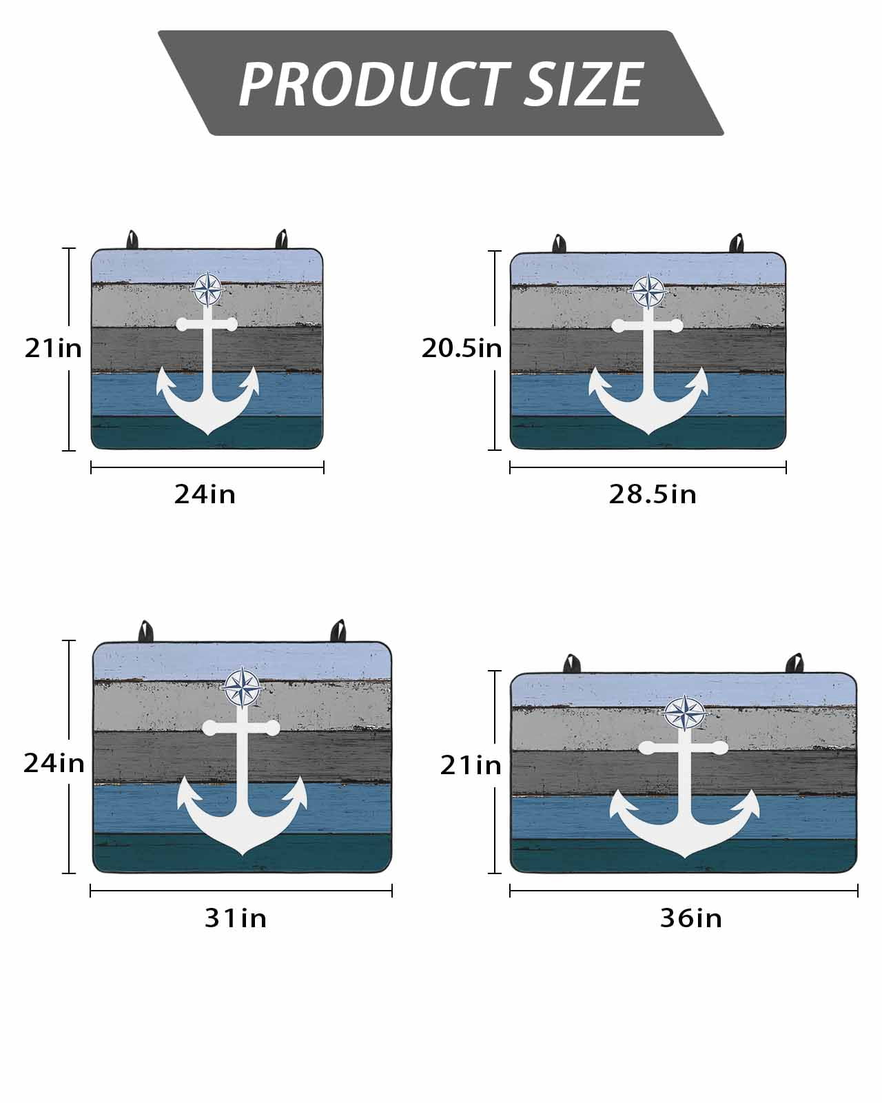 Stove Top Covers for Electric Stove, Blue Nautical Anchor Glass Stovetop Cover Protector, Rustic Distressed Wood Grain Induction Cooktop Protector Oven Mat for Kitchen Countertop 24"x21"