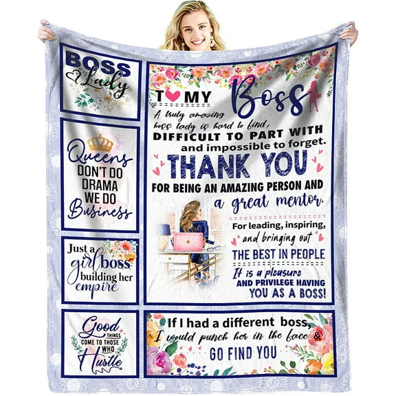 Boss Lady Gifts for Women - Boss Gifts for Women - Great Gifts for Female Boss for Boss Day - Boss Birthday Gifts for Women - Girl Boss Appreciation Gifts Throw Blanket 60 x 50 Inch