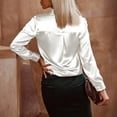 thumbnail image 6 of Dresfit Polo Shirt for Woman Collared Dress Shirts Chest Pockets Summer Satin Long Sleeve Business Tunic Spring Loose Button Up Office Tops White 2XL, 6 of 6