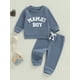 thumbnail image 4 of Conjunto de dos piezas para bebé niño: sudadera de manga larga con bordado de letras y pantalones con cintura elástica. Ideal para otoño., 4 of 9