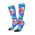 thumbnail image 2 of Vsdgher Bright Flowers Print Thigh High Socks Extra Long Stretchy Sock Women Over Knee High Opaque Stocking Daily Wear, 2 of 5