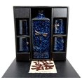 thumbnail image 3 of Atlantic Collectibles Japanese 14oz Ceramic Midnight Blue Dragonfly Tombo Sake Set Flask With Four Cups, 3 of 3
