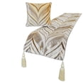 thumbnail image 4 of The HomeCentric King / Queen / Twin Ivory Luxury Twin 53"x18" Bed Runner WITH Two Pillow Cover, Bead Hand Embroidery Bed Scarf on Jacquard fabric - Clarissa Serene, 4 of 5