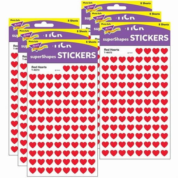 TREND Red Hearts superShapes Stickers, 800 Per Pack, 6 Packs