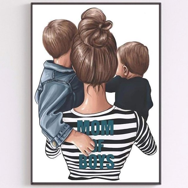 Cuadros Decorativos Kit de pintura de diamante de taladro redondo completo 5D DIY Decoración del día de la madre feliz (A7134) Wdftyju embutido en tela