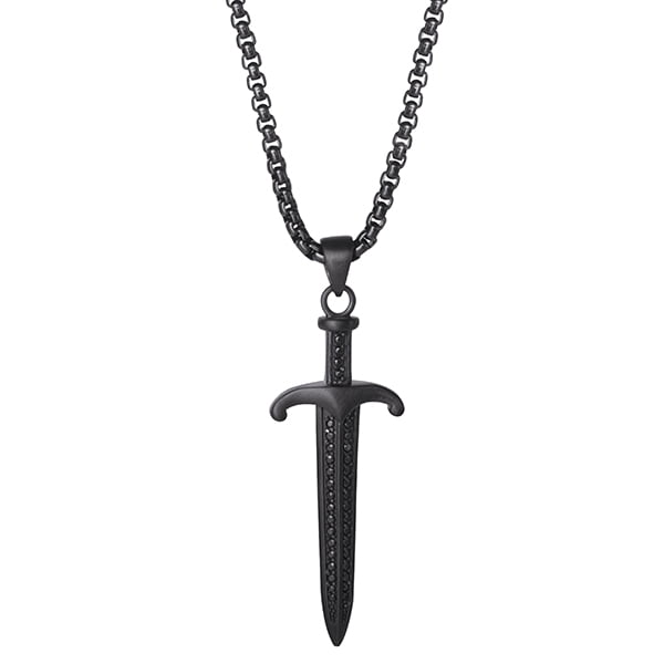 FB JEWELS Solid Stainless Steel Dagger 24in Necklace