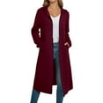 thumbnail image 2 of FRSASU Zip up Hoodies for Women Oversized Long Pullover Hooded Sweatshirts Solid Casual Long Sleeve Fall Jackets Coat with Pockets Wine, 2 of 6