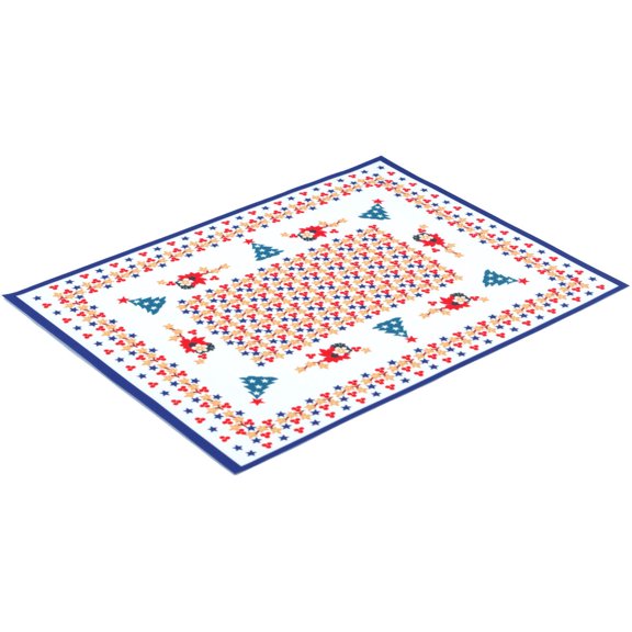 Polyester Set of 2 Placemats 16-inch Polmedia Christmas Full Of Flowers Theme Hand Painted in Boleslawiec, Poland   Certificate of Authenticity