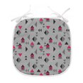 thumbnail image 1 of Abstract Triangle Dining Chair Pad, Hand Drawn Geometric Composition with Pastel Colors, Water Resistant Pillow with Straps for Kitchen Seats, 6 Pieces Set, Grey Pink Charcoal Grey, by Ambesonne, 1 of 5