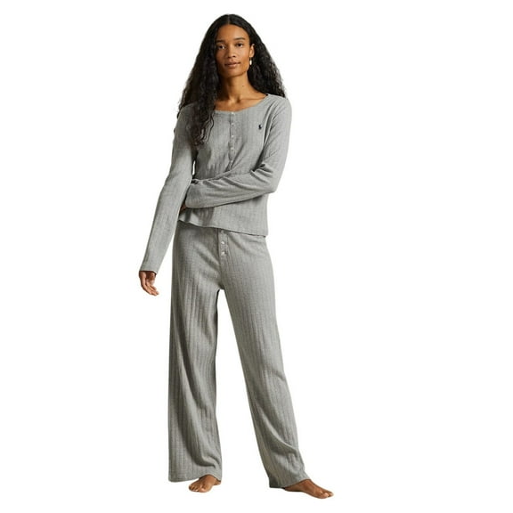 Polo Ralph Lauren Henley Wide Leg Sleep Set - 4P0387 (Heather Grey, S)