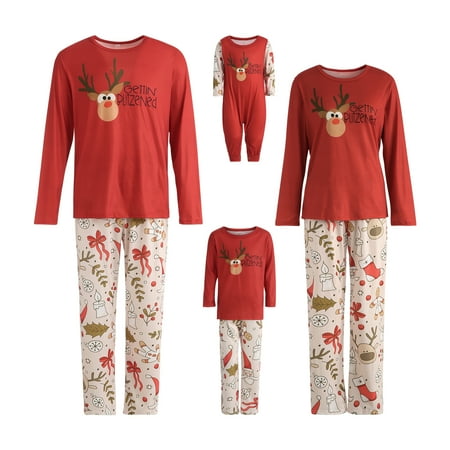 

Spring hue Family Matching Christmas Pajamas Cartoon Tops with Pants/Jumpsuit