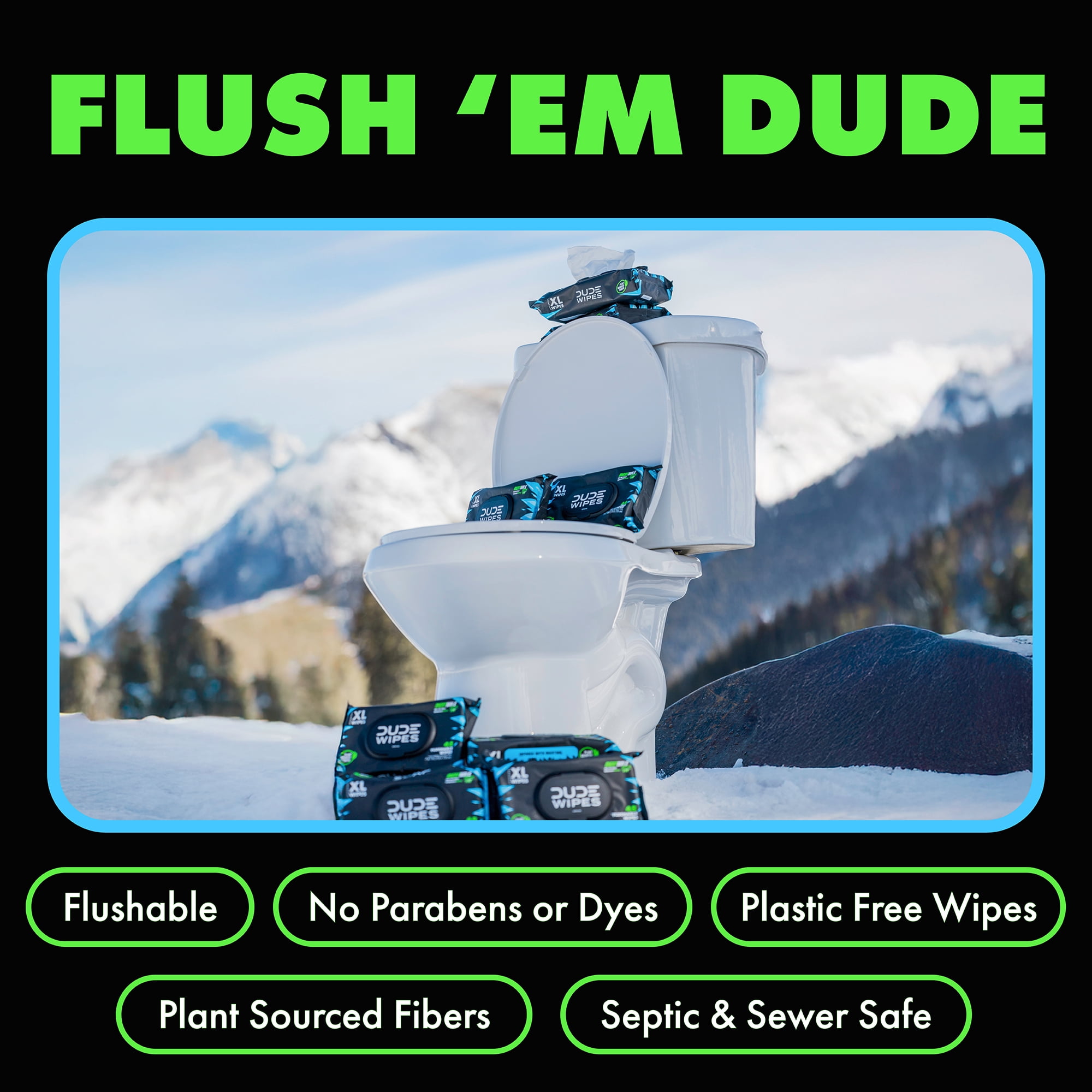 DUDE Wipes Flushable Wipes, XL Wet Wipes for at Home Use, MentHOLE XXtreme, 144 Count