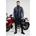 thumbnail image 5 of Men's PU leather jacket plus velvet label contrast color coat motorcycle racing suit, 5 of 8