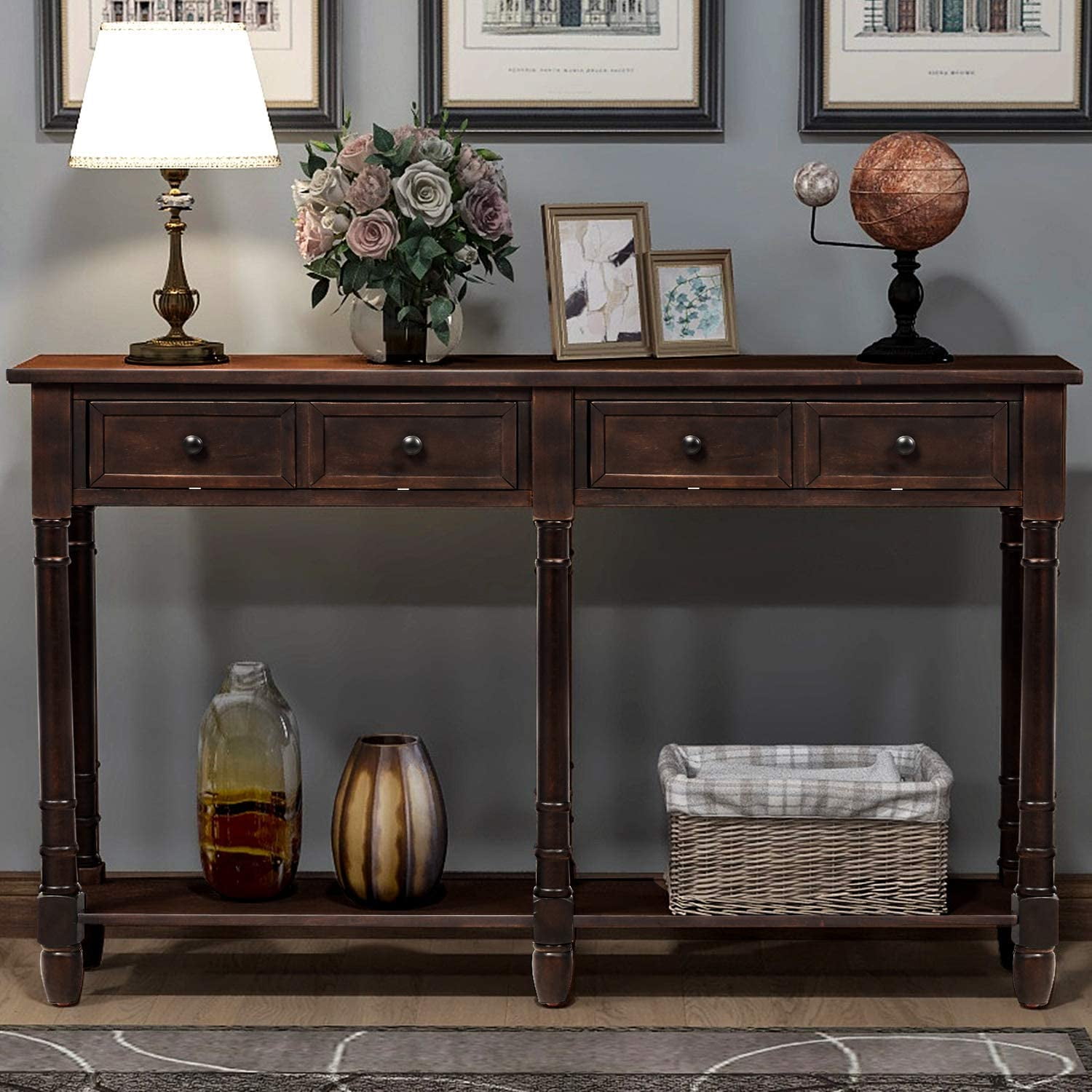 Harper & Bright Designs Retro Console Table Sofa Table for Entryway with Drawers and Shelf Living Room Table
