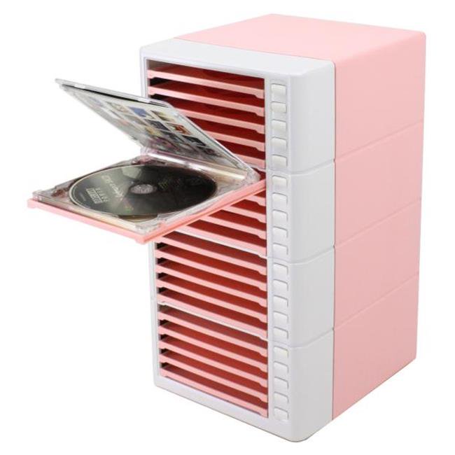 Hipce CDRT20 BP One Touch Swivel CD Rack, Baby Pink 20 Capacity