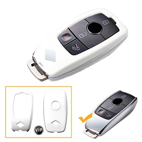 Xotic Tech Glossy White Key FOB Hard Cover Shell Case for Mercedes 2017  E300 E400 S63 AMG GLK GLA