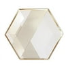 Harlow & Grey, Blanc White and Gold Foil Striped Large Paper Plates, Hexagon, 10.5", 8 Count