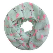 PAPER & QUARTZ Flamingo Lightweight Women's Infinity Scarf in Pink and Green