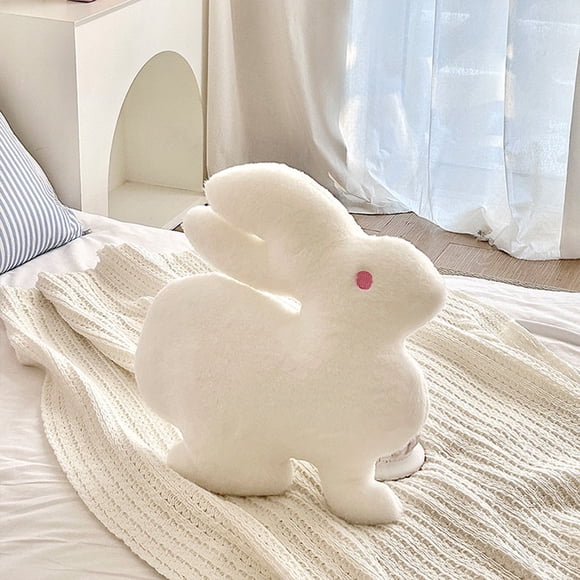 Cute Bunny Plush Pillow for Sofa and Bed - Soft White Decorative Throw Pillow for Home Decor