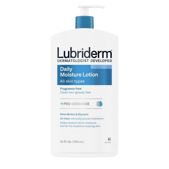 Lubriderm Unscented Daily Moisture Lotion Pro-Ceramide, 24 fl. oz - 2 Pack