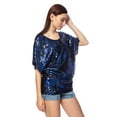 thumbnail image 4 of Casual Womens Loose Fit Sequin Dolman Sleeve Evening Blouse Tops, 4 of 6