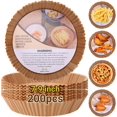thumbnail image 1 of 200PCS Air Fryer Liners 9 Inch - Non Stick Air Fryer Paper & Baking Liners for 5-7L Baskets, Oil-Proof Microwave Safe Parchment Sheets, 428°F Heat Resistant (7.9" Base), 1 of 7