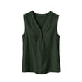 thumbnail image 4 of Pounoo Tank Tops for Women V Neck Sleeveless Button Front Plain Detail Loose Fit Shirts Casual Daily Lightweight Camisoles, 4 of 10