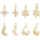 thumbnail image 1 of 8 piezas de dijes de estrella y luna de latón chapado en oro real de 18 k con circonita cúbica, 4 estilos de dijes de latón con anillos de salto, dije de estrella, 1 of 5
