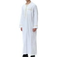 thumbnail image 4 of QUINDOS T Shirts for Men,Mens Fall And Winter Fashion Casual Muslim Robe Arab Middle Robe Long Style Long Sleeve Embroidered St ing Neck Pocket Long Robe Loose Outdoor Tee Shirts, 4 of 8