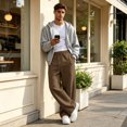 thumbnail image 6 of Men's Baggy Sweatpants Fleece Wide Leg Lounge Sweat Pants Drawstring Waist Jogging Pants with Pockets, 2XL, 6 of 7