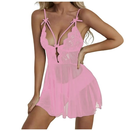 SUMMERRR Women Fishnet Bodystocking Plus Size Crotchless Bodysuit Lace V Neck Mesh Sleepwear Deep V Neck Dobby Mesh Teddy Mesh Womenâs Outfits Women Front Closure Lace