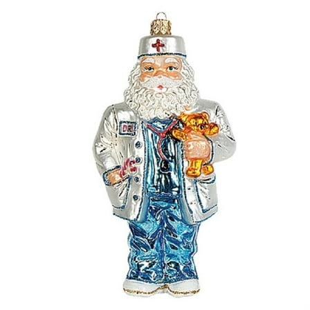 Medical Doctor Santa Claus Polish Glass Christmas Ornament  Tree Decoration