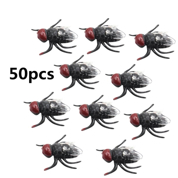 Fiudx juguetes Juguete de plástico, mosca falsa, insectos de plástico falsos, juguetes para moscas, juguetes de broma y truco